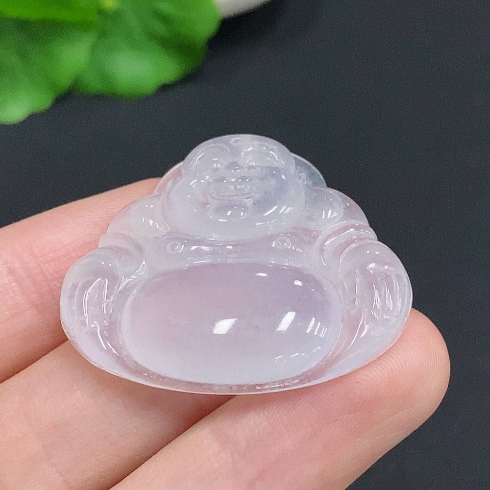 Jadeite Buddha Pendant with 18k Gold Clasp, Total Weight Approximately 10g