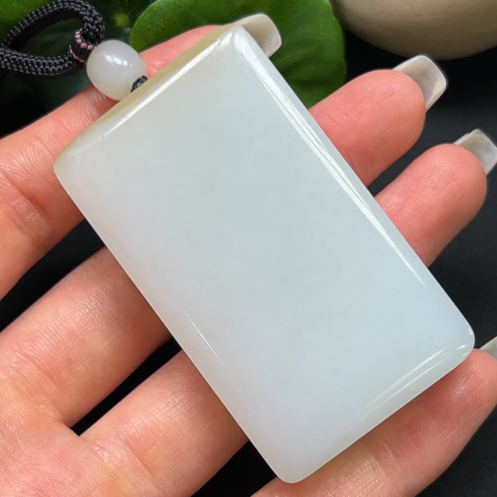 Hetian Jade Plain Pendant with Rope