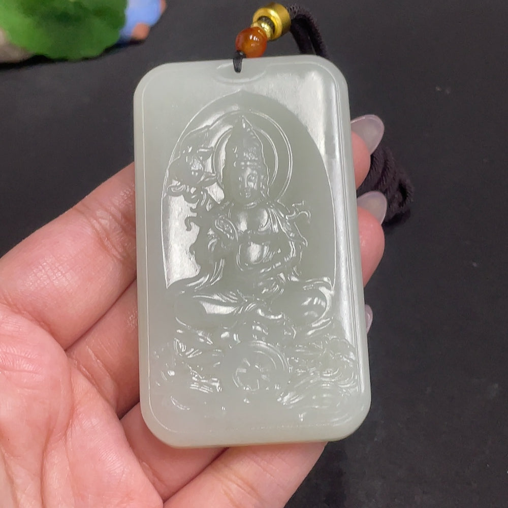 Hetian Jade Pendant Guanyin Total Weight [with rope] 78.9g