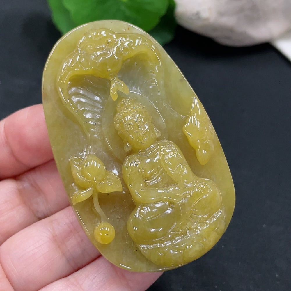 Jadeite Amitabha Buddha Pendant Total Weight Approx. 47.7g