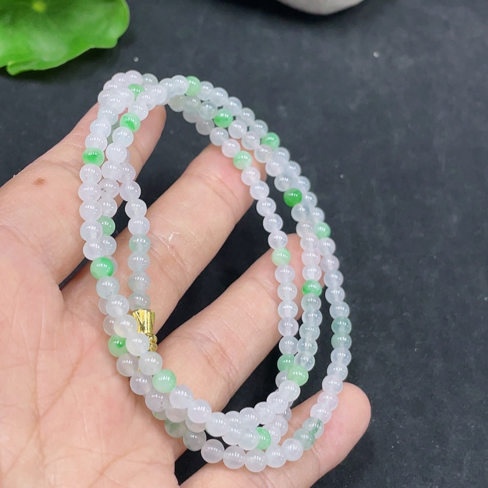 Jadeite Bead Necklace Non-Gold Total Weight Approx.13.37g Size Approx.3.7mm