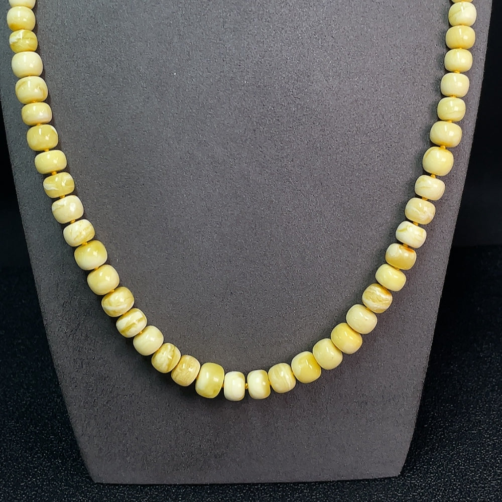 Amber Beeswax Beaded Necklace with Non-Natural Clasp, Total Weight Approx. 29.04g, Size 6.9-11.3mm