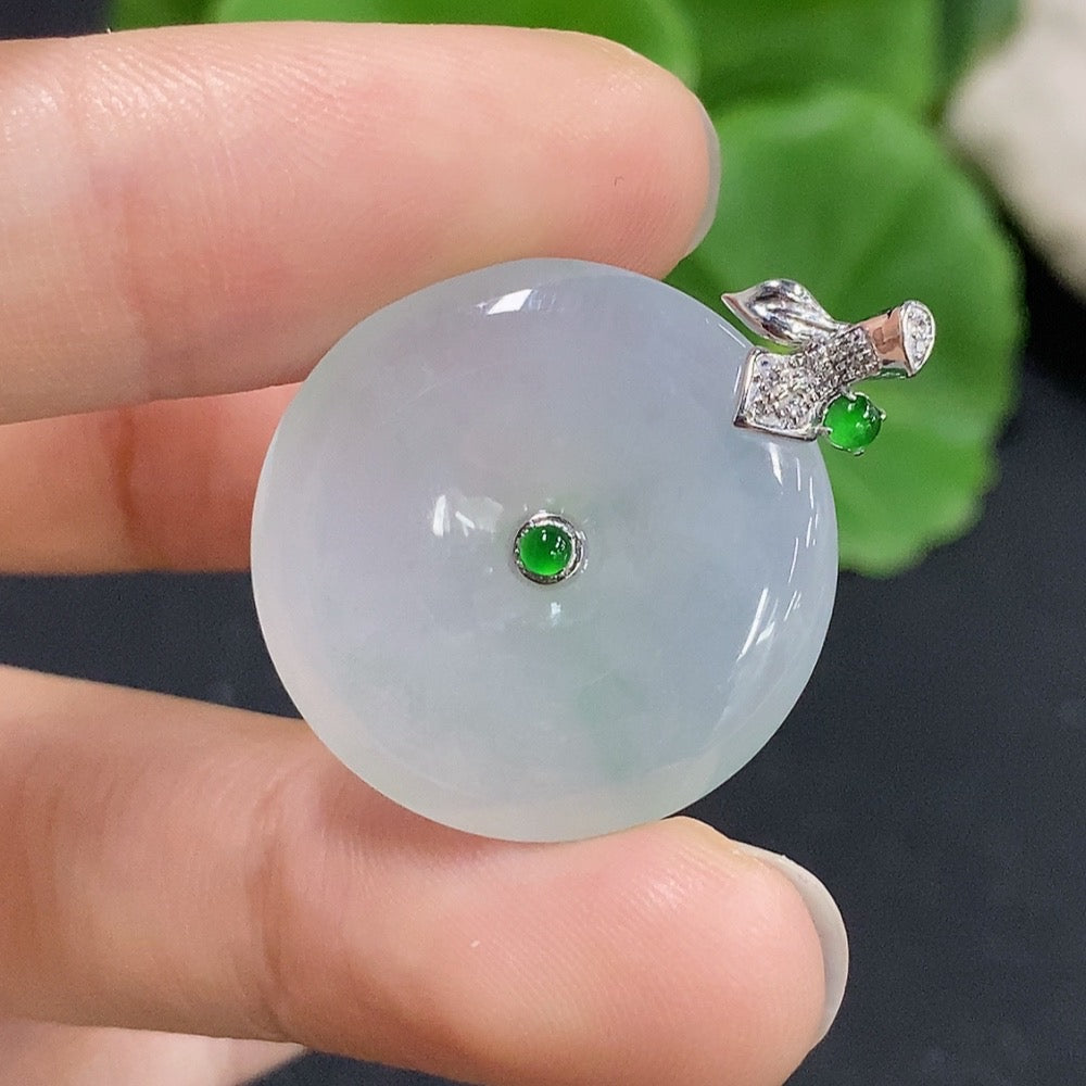 Jadeite Safety Buckle Pendant 18K Gold (with Diamond Accents)