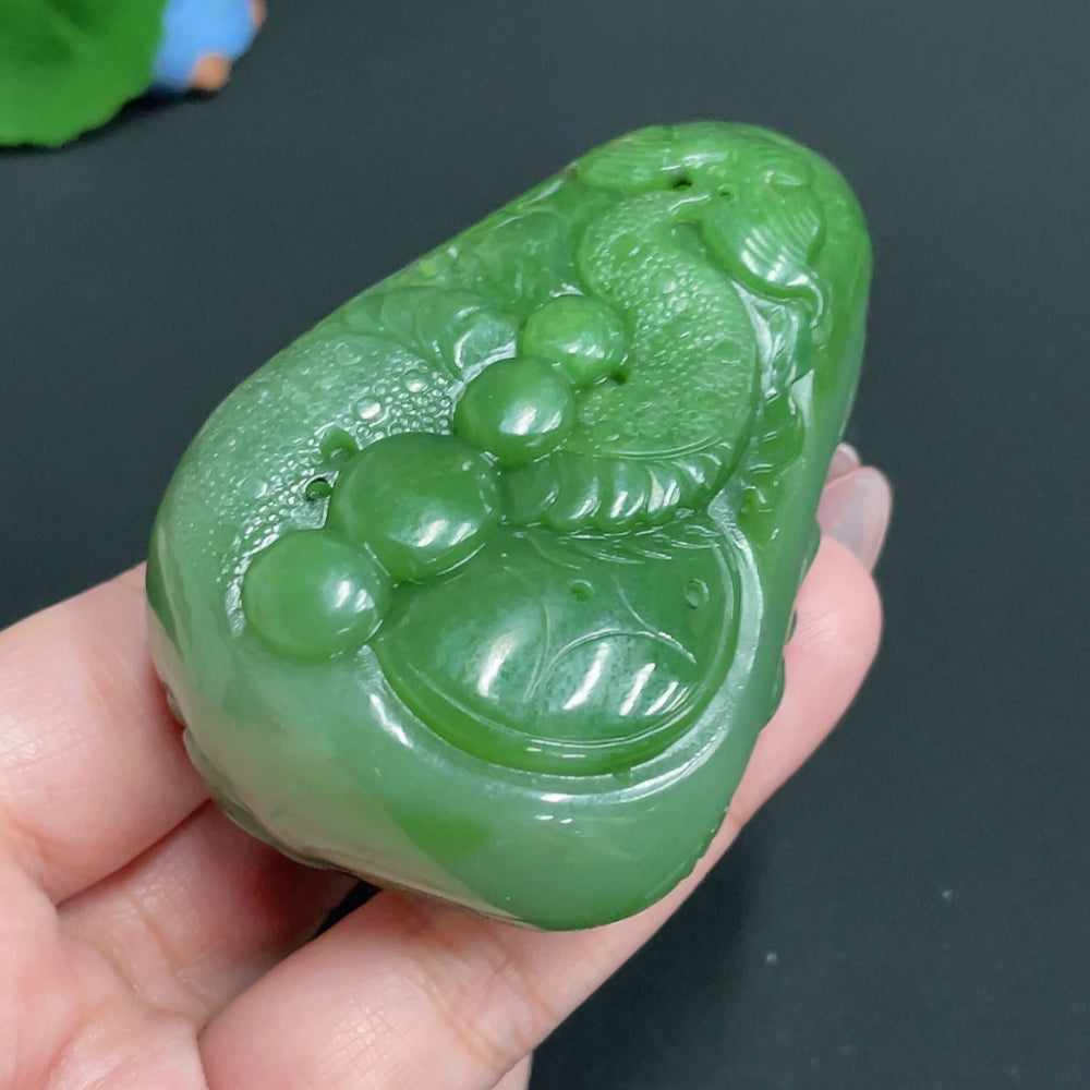 Hetian Jade Handheld Piece    Buddha Statue   Total Weight: Approx. 168.2g