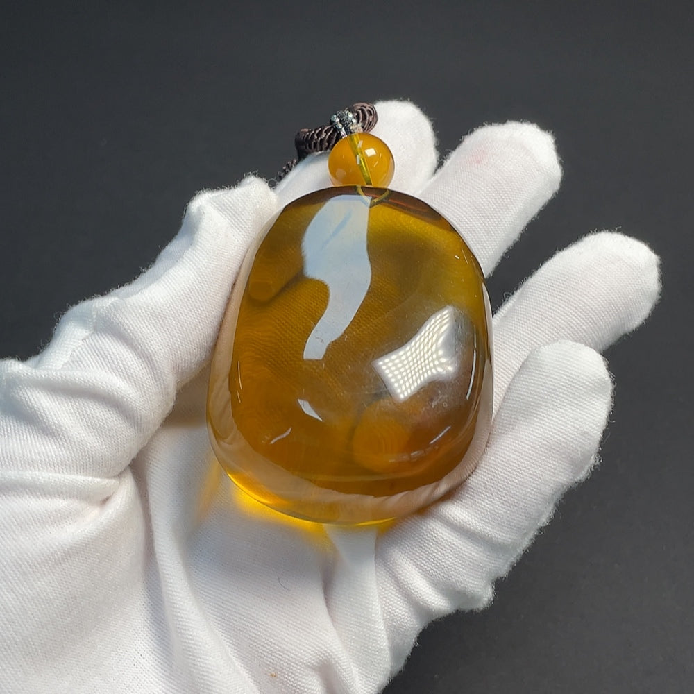 Amber Beeswax Pendant Total Weight Approx. 58.19g Including Rope