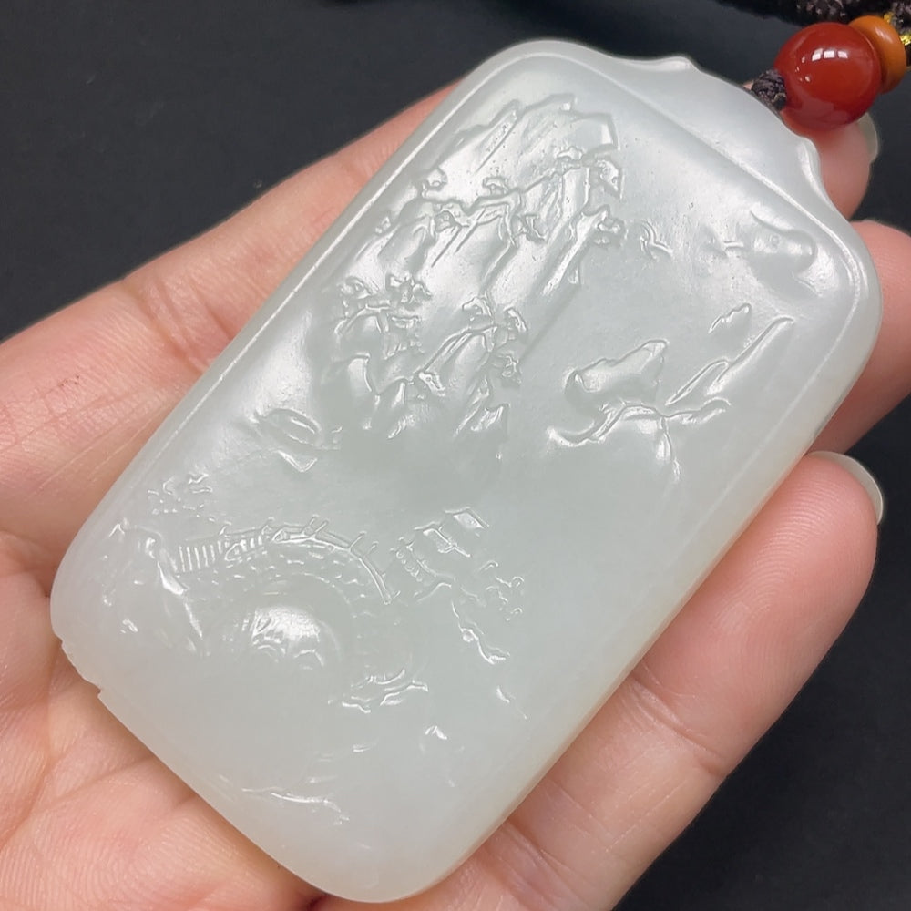Hetian Jade Dragon Pendant, Including Rope