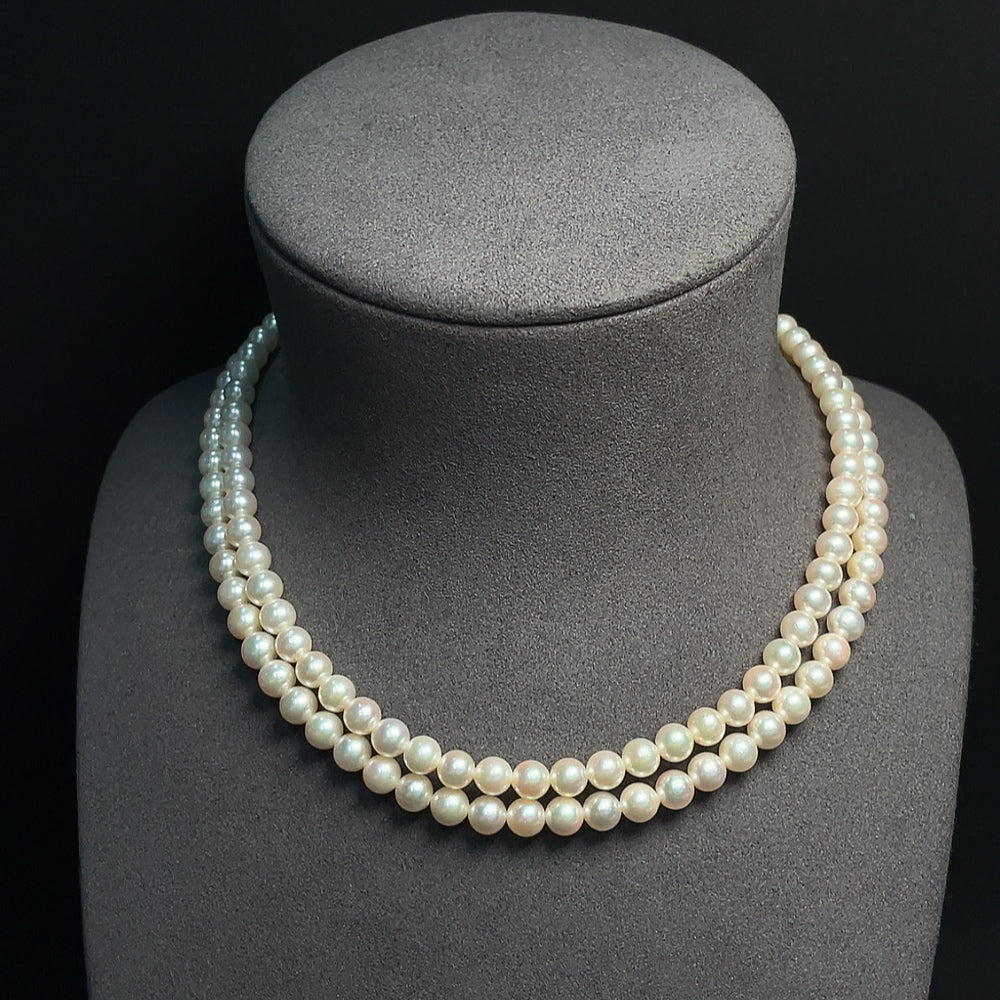 Collar de Perlas de Agua de Mar, Color No Dorado, Origen Indeterminado, Peso Total Aproximado 48.05g, Tamaño Aproximado 6.2mm