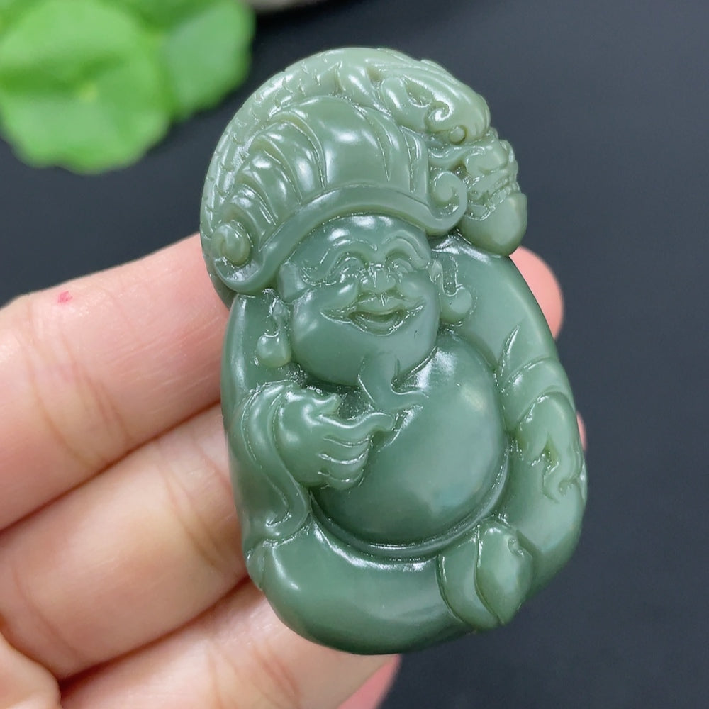 Hetian Jade Pendant    God of Wealth    Total Weight Approx. 35.7g