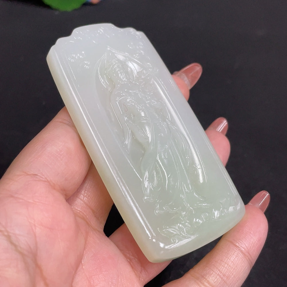 Hetian Jade Pendant - Mahasthamaprapta Bodhisattva, Total Weight Approx. 82.8g