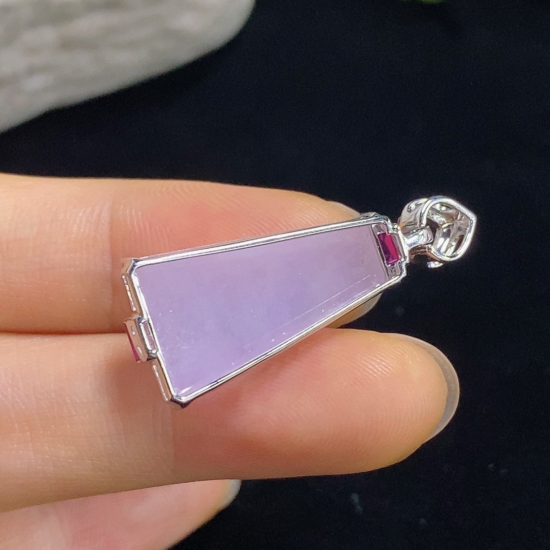 Jadeite Plain Pendant Mounted Pendant 18k with Diamond (Colorless) Total Weight Approx. 3.48g