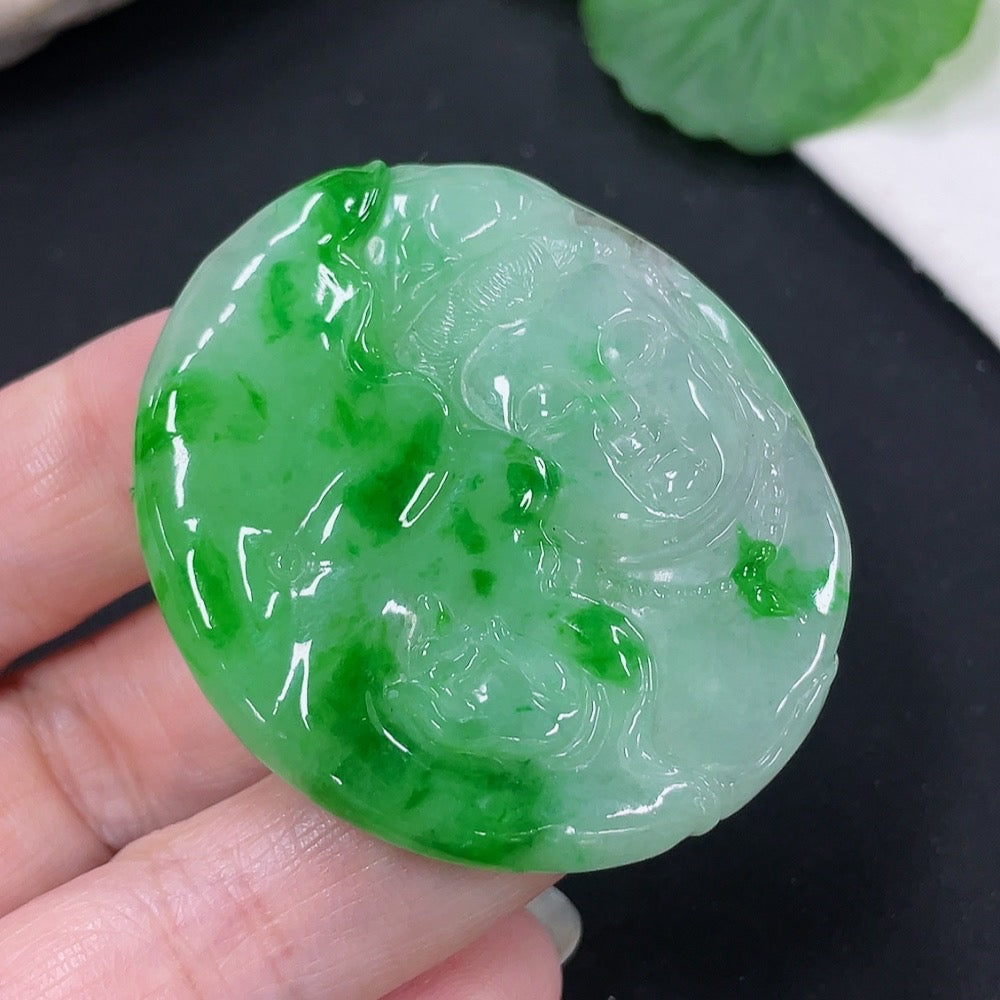 Jadeite Guanyin Pendant Total Weight Approx. 27.7g