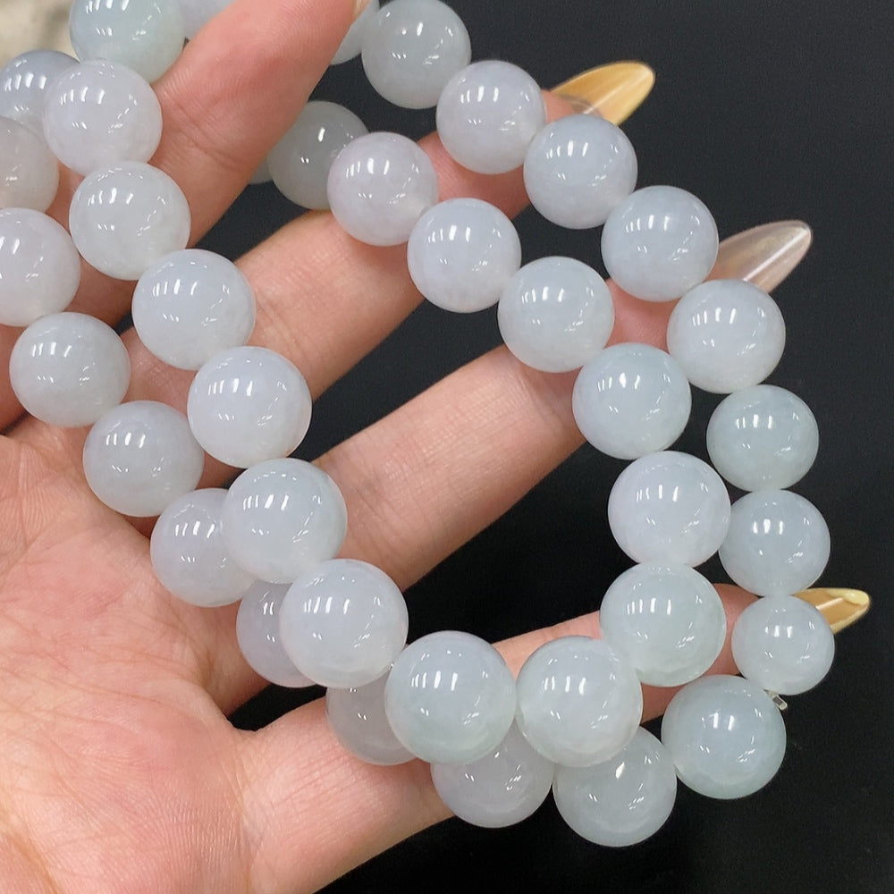 Jadeite Bead Necklace, Total Weight Approx. 120.86g, Bead Size Approx. 12.4mm