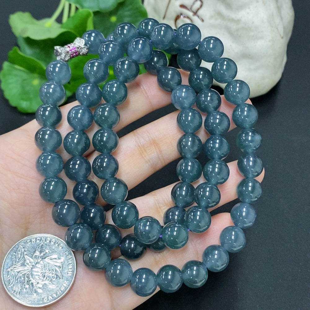 Jadeite Bead Necklace Non-Gold Size About 9.5mm