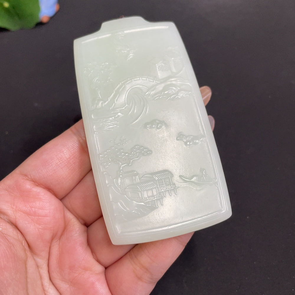 Hetian Jade Pendant Guanyin Total Weight [with rope] 105.5g