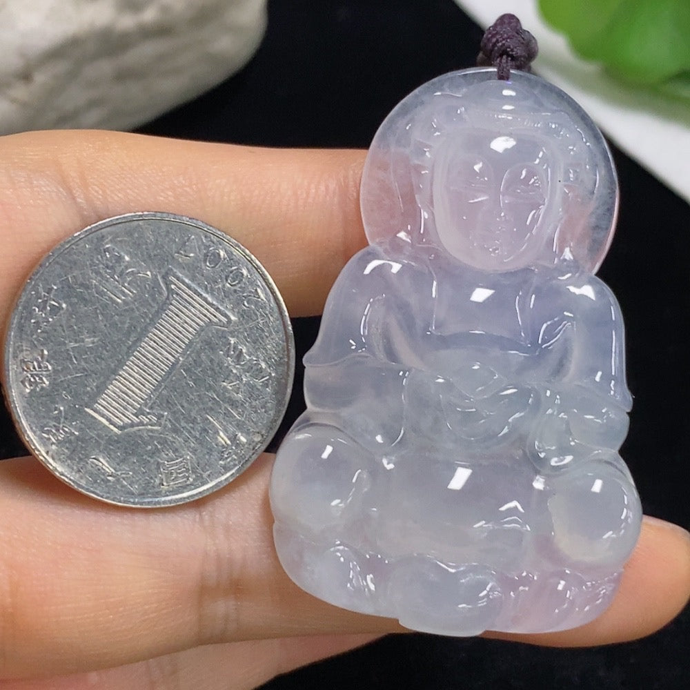 Jadeite Guanyin Pendant Total Weight Approx. 17.28g (Including Cord Weight) With Non-Grade A Beads