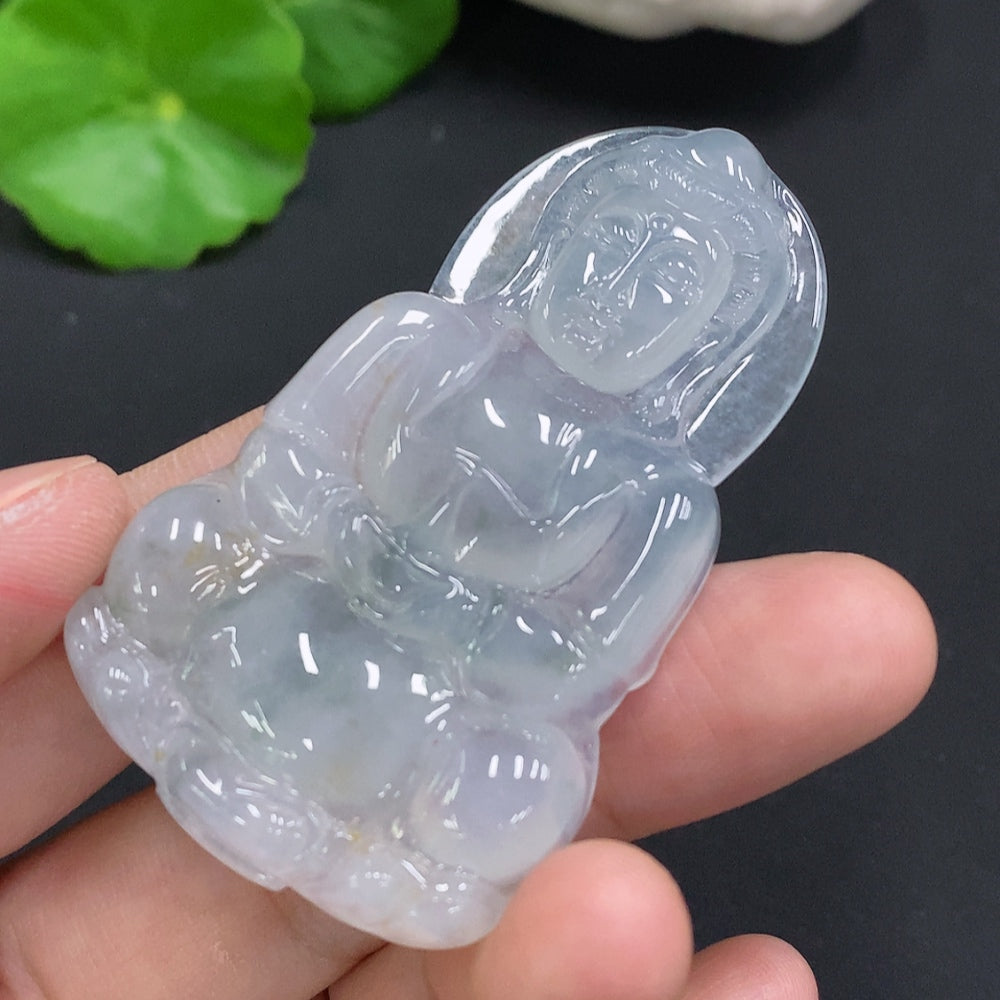 Jadeite Guanyin Pendant, Total Weight Approx. 22.3g