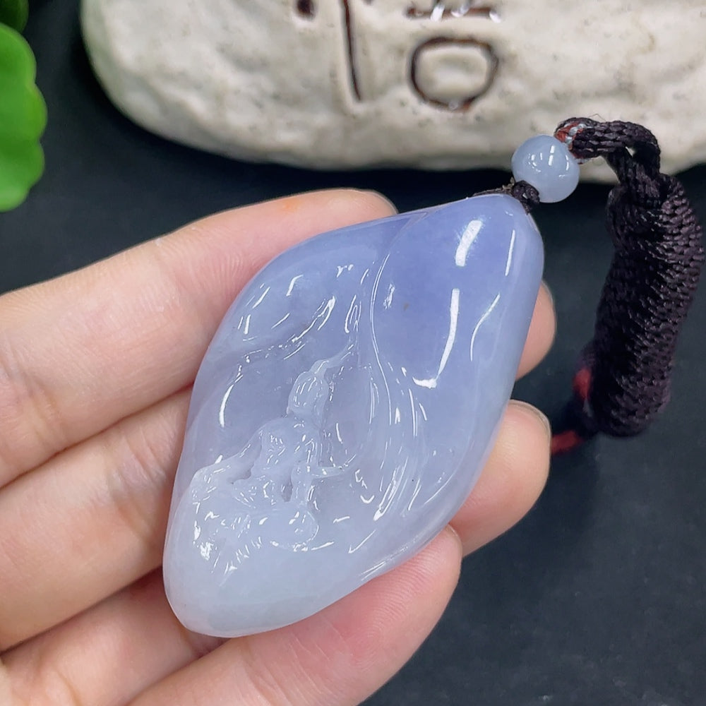 Jadeite Pendant Wu Xiang with Cord Total Weight Approx. 39.7g
