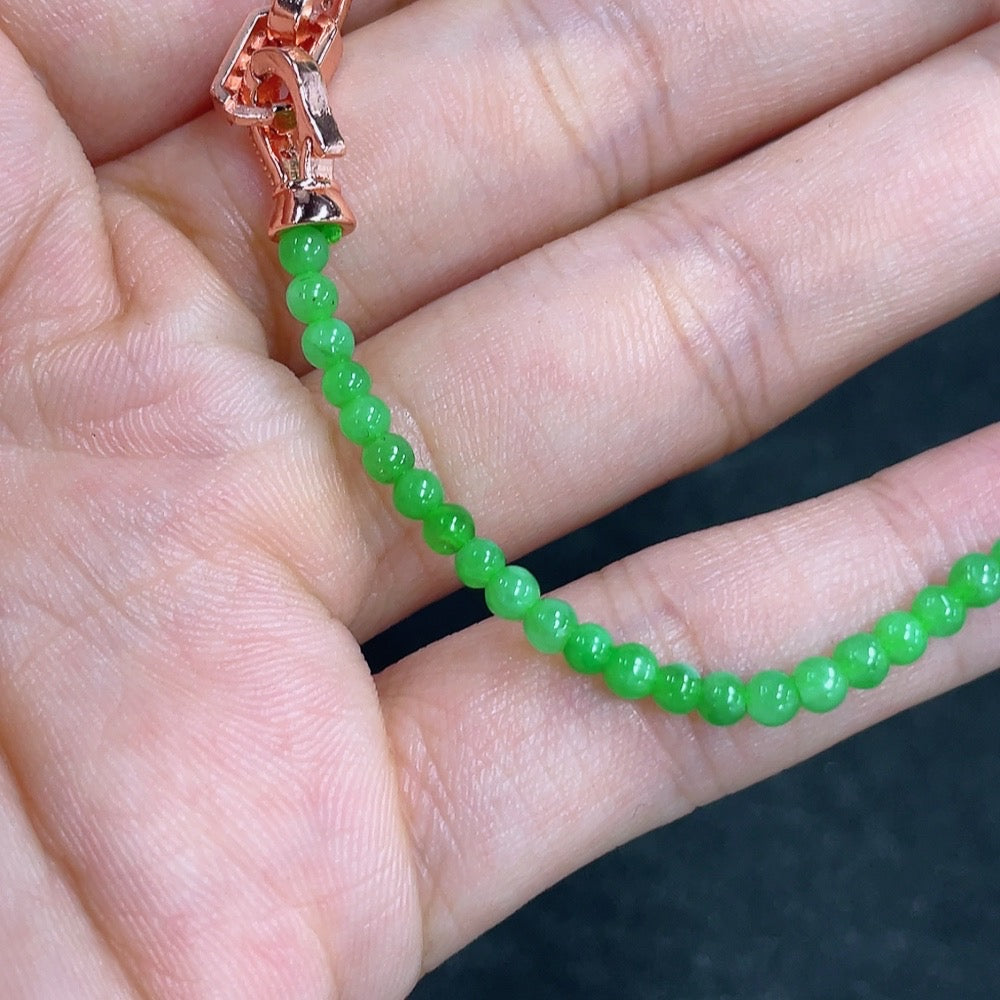Jadeite Beads Bracelet Approx. 2.8mm Non-Gold Inlaid