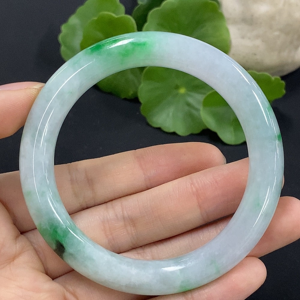Jadeite Round Bangle Size 53.1 with Other Mineral Components Total Weight Approx. 46.2g