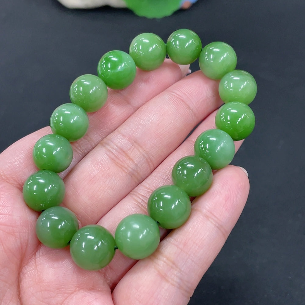 Hetian Jade Jasper Bracelet, approx. 12.2mm beads, total weight approx. 41.3g