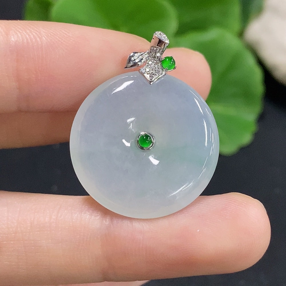 Jadeite Safety Buckle Pendant 18K Gold (with Diamond Accents)