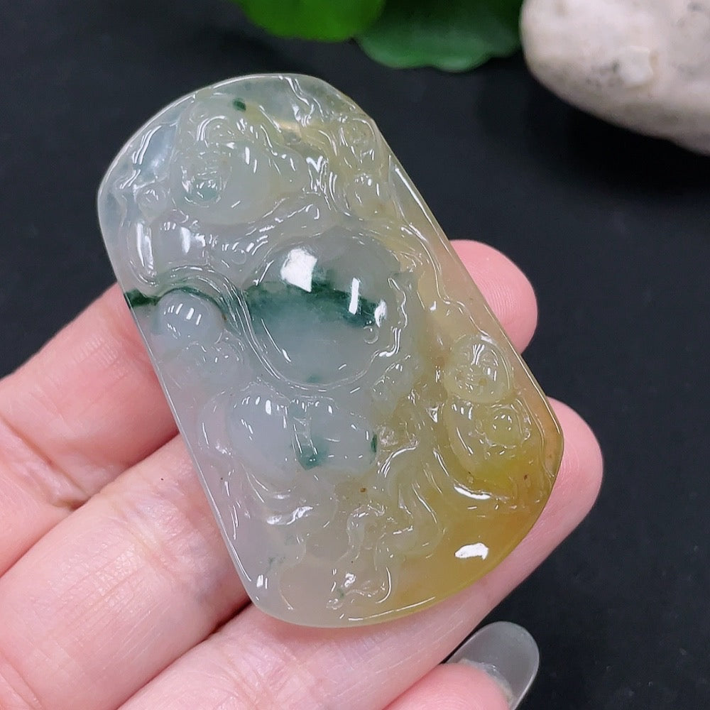 Jadeite Buddha Pendant, Total Weight Approximately 25g