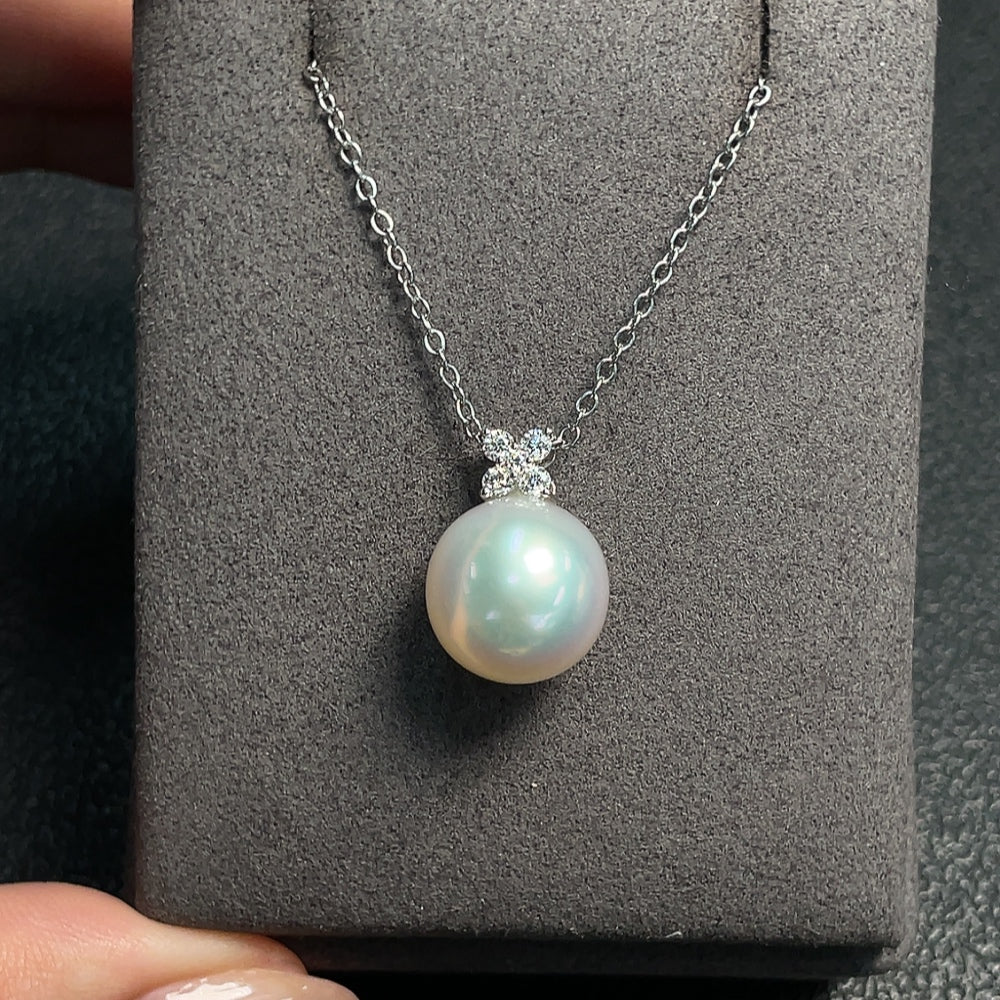Seawater Pearl Pendant Necklace Non-Gold Chain 18K Gold Pendant Non-Diamond Total Weight Approx. 4.92g Including Chain Card Size About 12.4mm