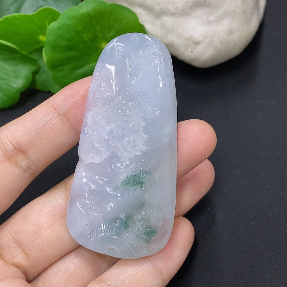 Jadeite Landscape Pendant, Total Weight Approx. 28.4g
