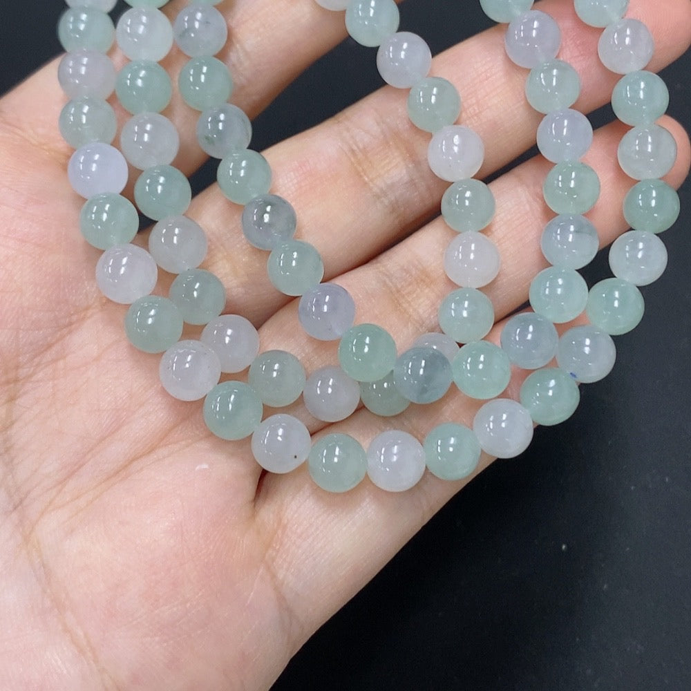 Jadeite Bead Necklace Non-Gold Total Weight Approx. 48.5g Size About 6.8mm