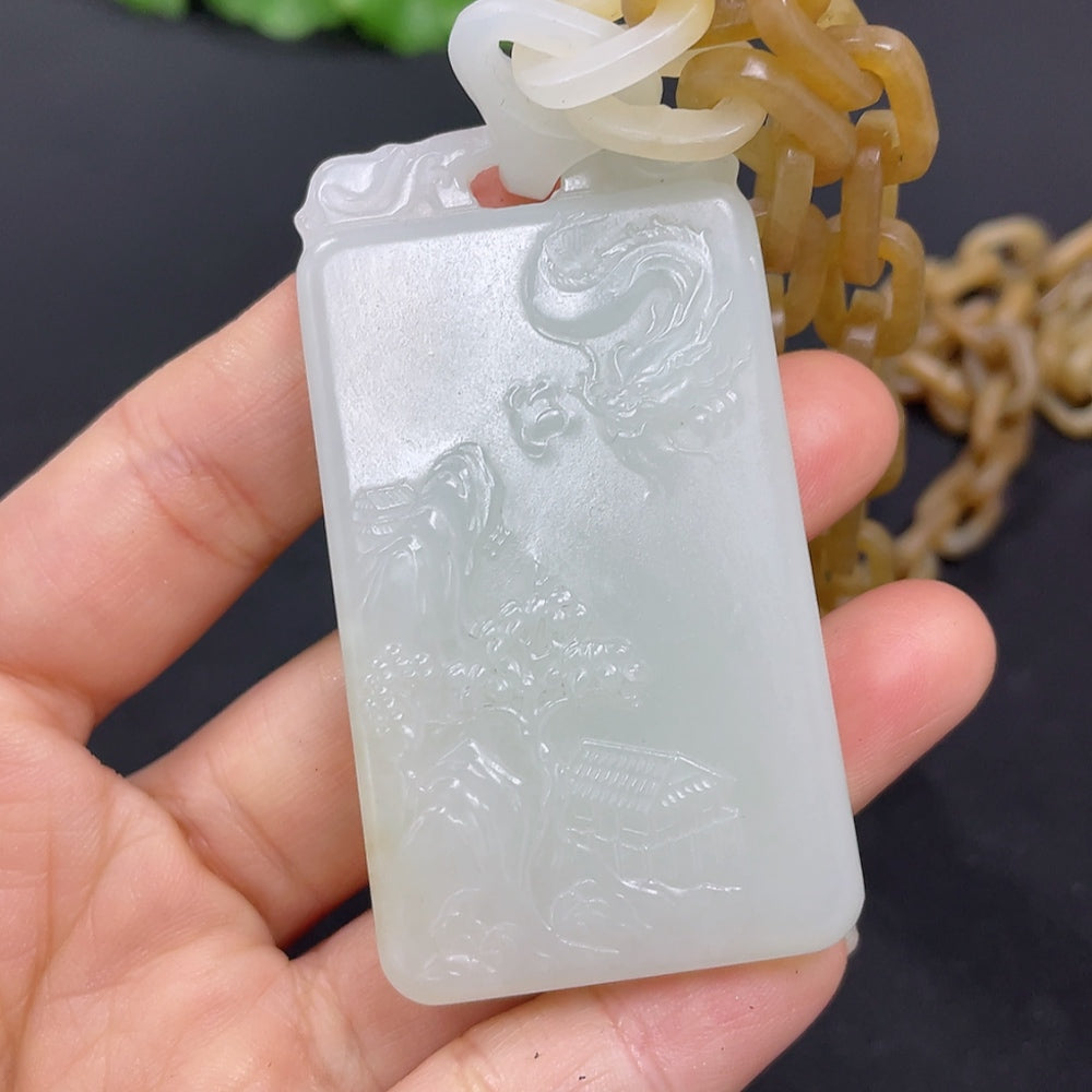 Hetian Jade Pendant Guanyin Total Weight Approx. 81.3g Visible Splicing Craft