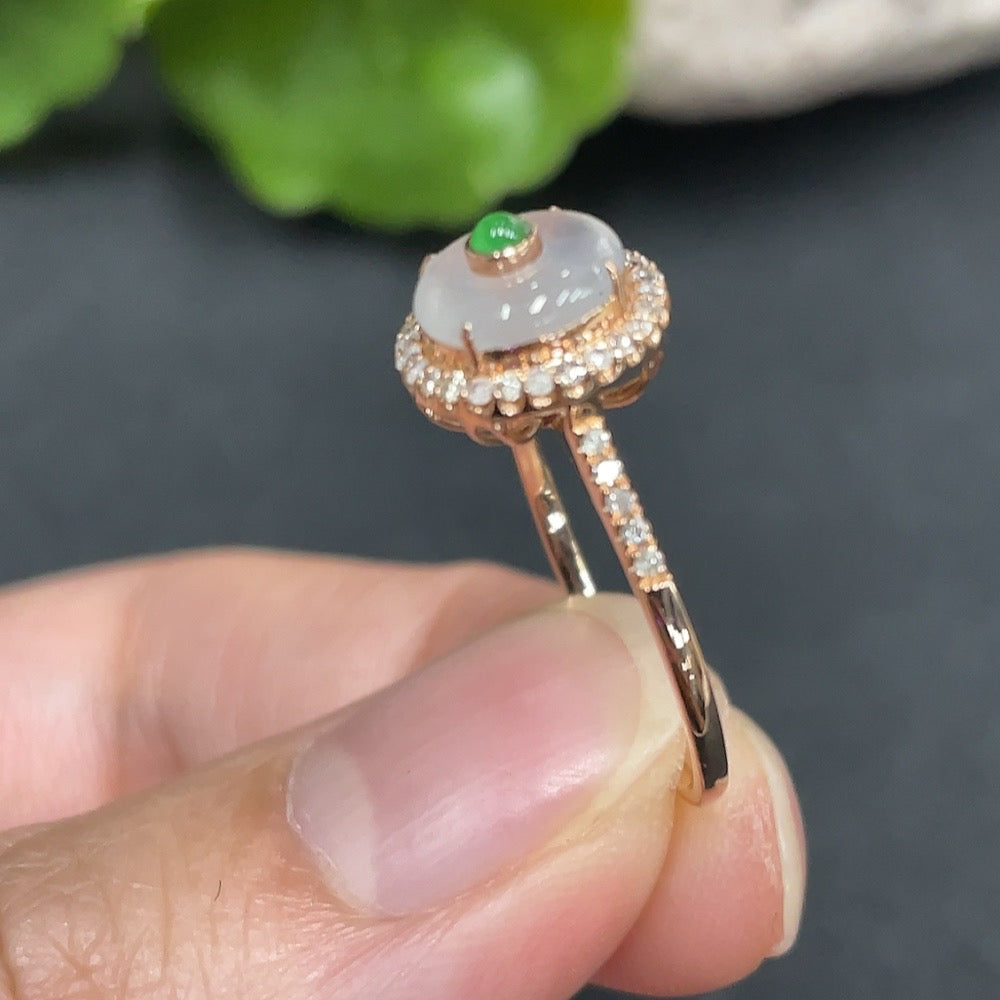 Jadeite Inlaid Ring Size 13 18K Gold Inlaid Total Weight Approx. 1.55g