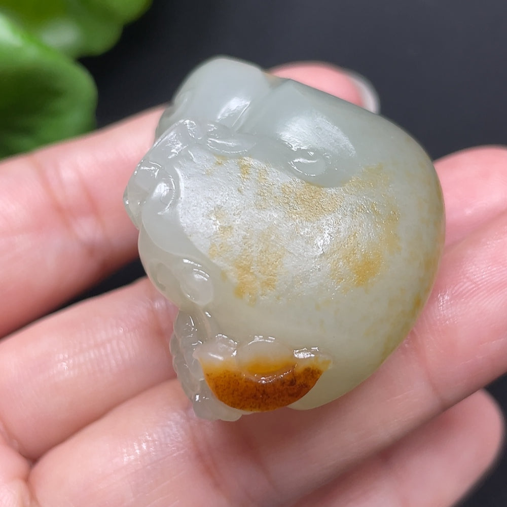 Hetian Jade Pi Xiu pendant necklace by HKHQ showing a detailed jade Pi Xiu charm on a necklace chain.