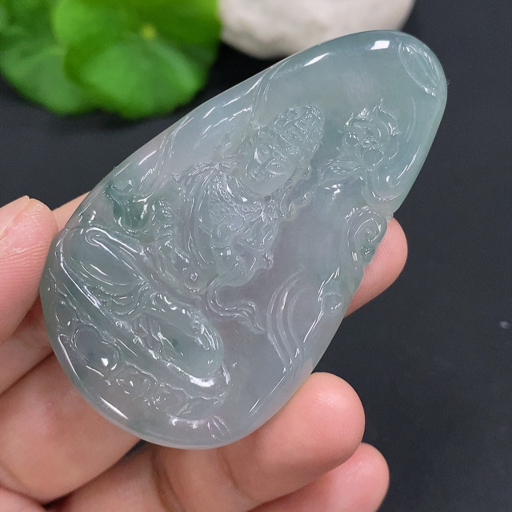 Jadeite Guanyin Pendant Total Weight Approximately 27.6g