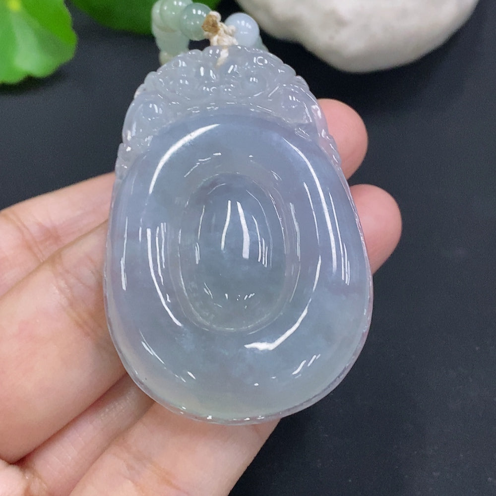 Jadeite Fortune Shell Pendant Total Weight Including Chain Approx. 52.7g