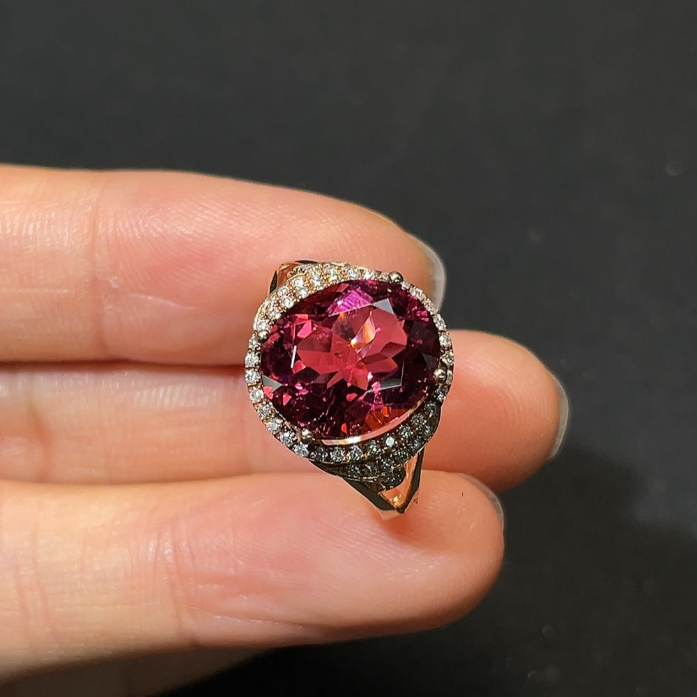 18K Gold Tourmaline Ring with Diamond Accents