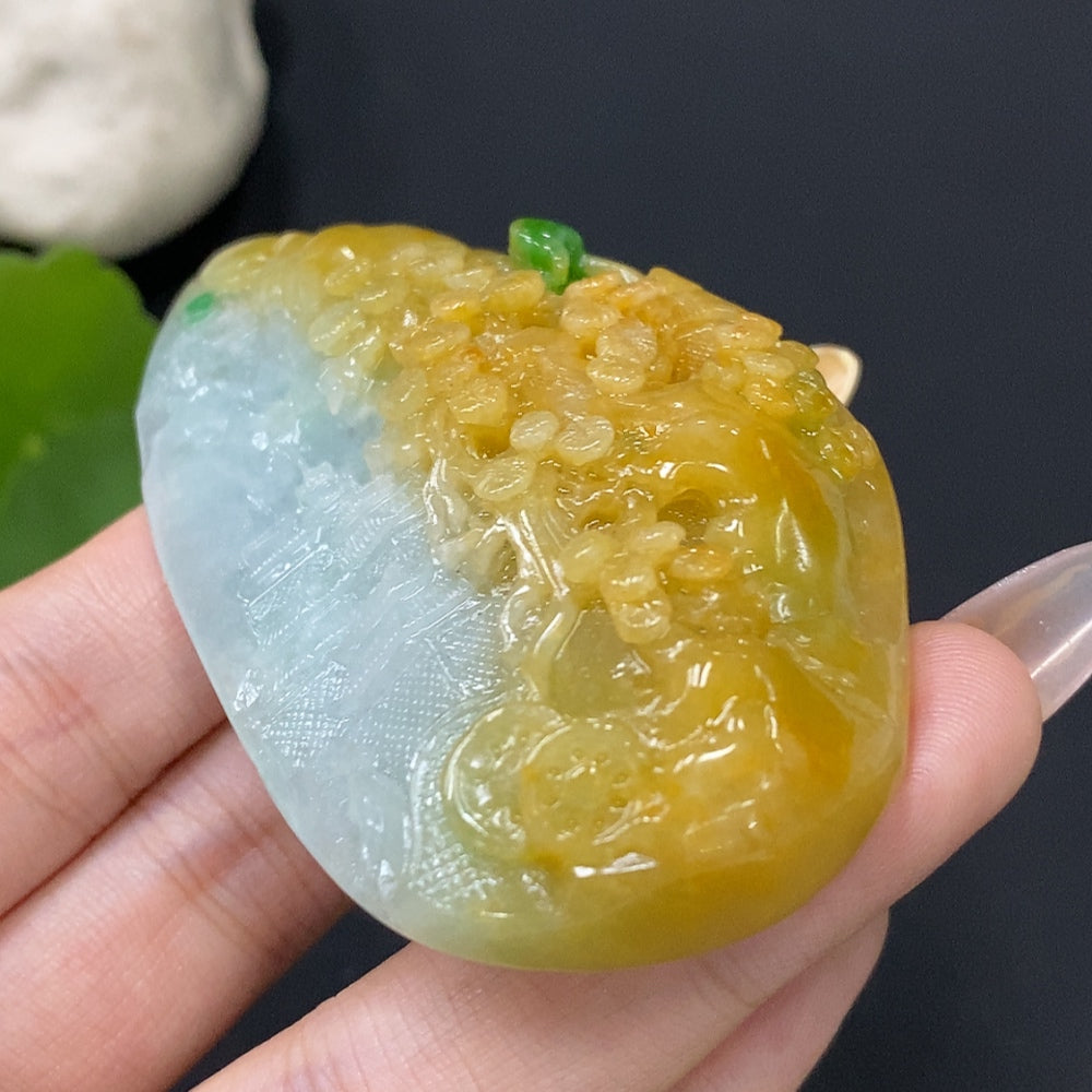 Jadeite Landscape Pendant Total Weight Approx. 80g Color Origin Undetermined