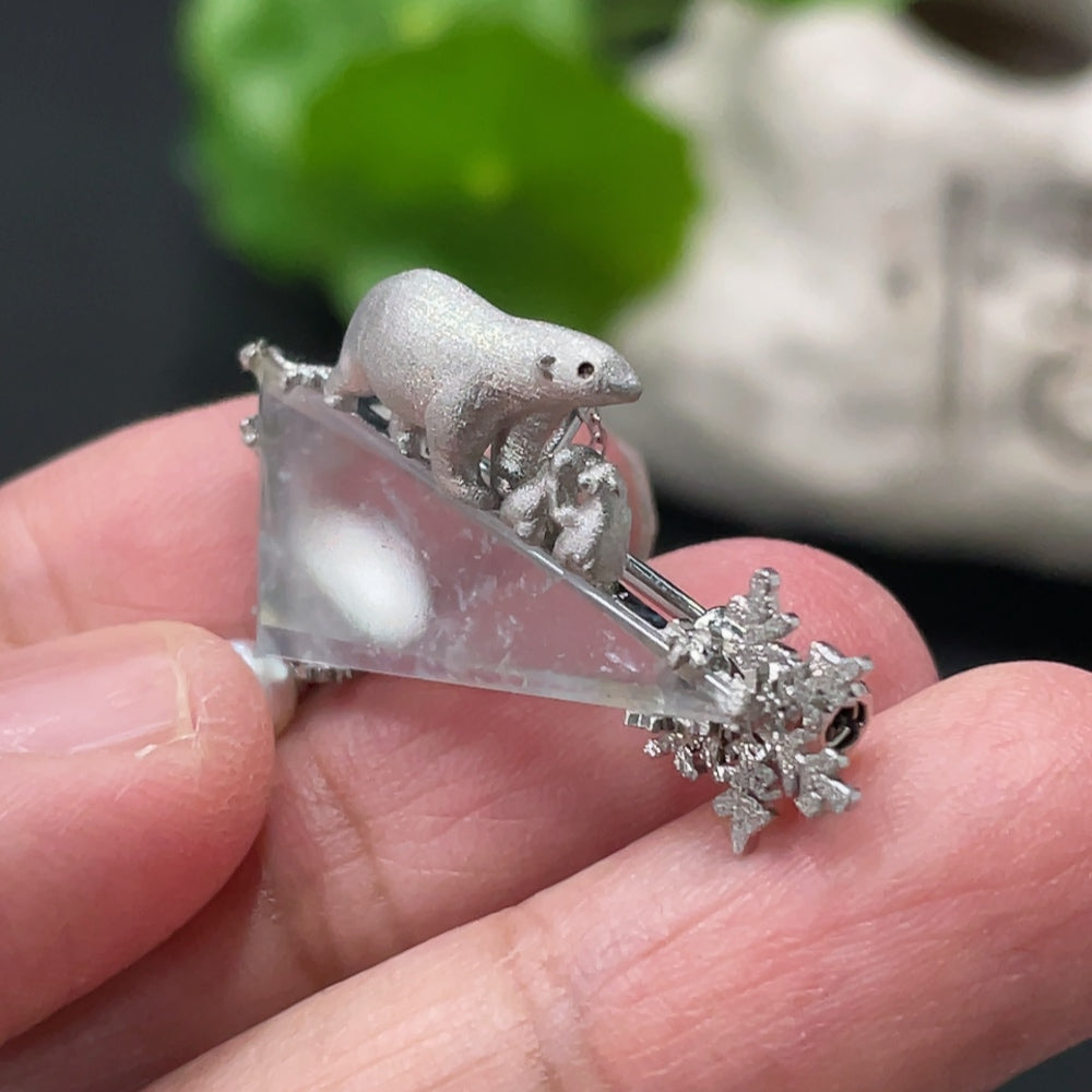 Jadeite Inlaid Pendant 18k Gold Setting Total Weight Approx. 5.1g Non-A Grade Matching Stones