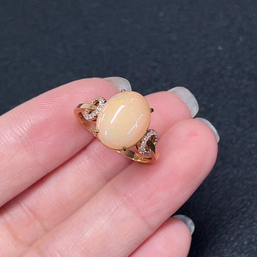 Opal Ring, Set with Diamonds, 18K Gold