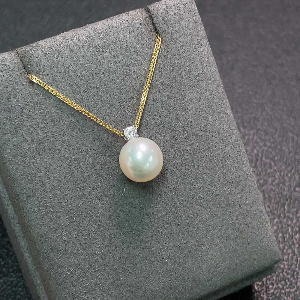 18K Saltwater Pearl Necklace Non-Diamond Total Weight Approx. 3.71g Size About 9.9mm