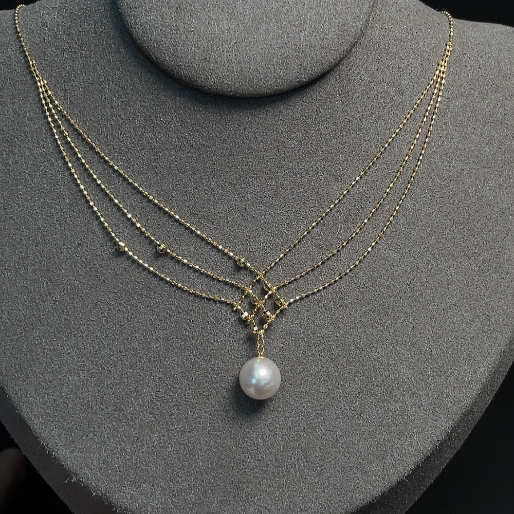 Seawater Pearl Inlaid Necklace 18k Gold Approx. 7.8mm Carat Product Weight Including Chain Approx. 2.98g