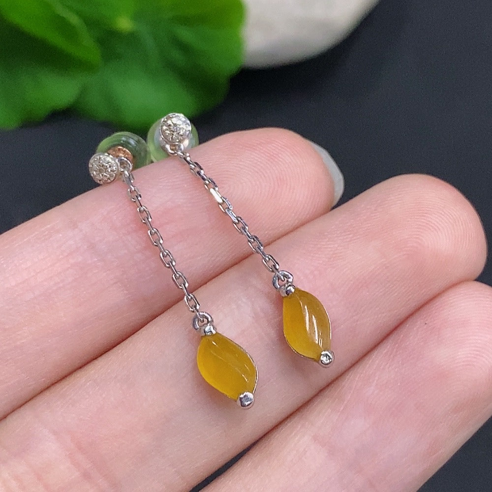 Jadeite Cabochon Stud Earrings 18k Gold Total Weight Approx.1.4g Yellow Color Origin Undetermined