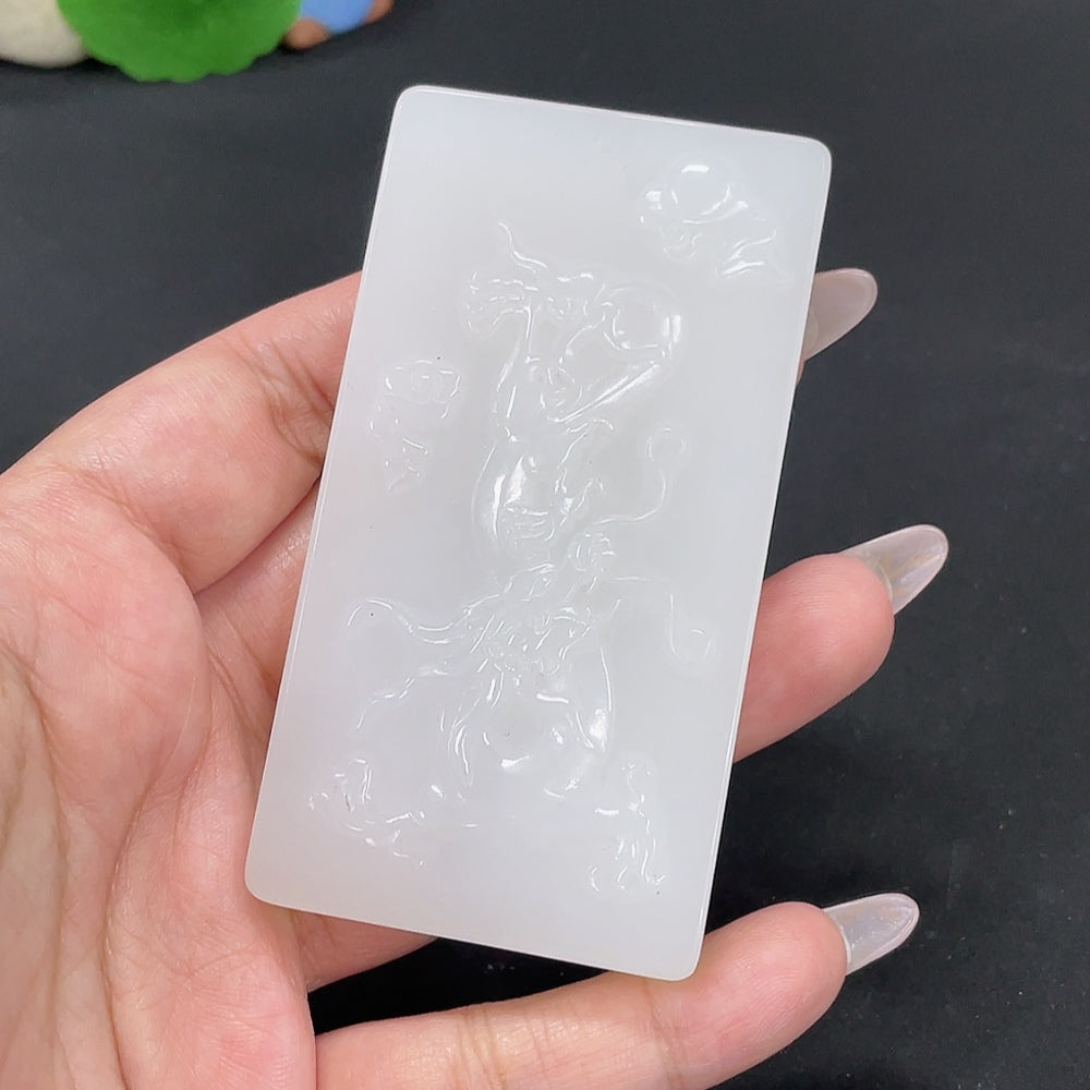 Hetian Jade Pendant Dragon Plaque Total Weight Approx. 119.3g