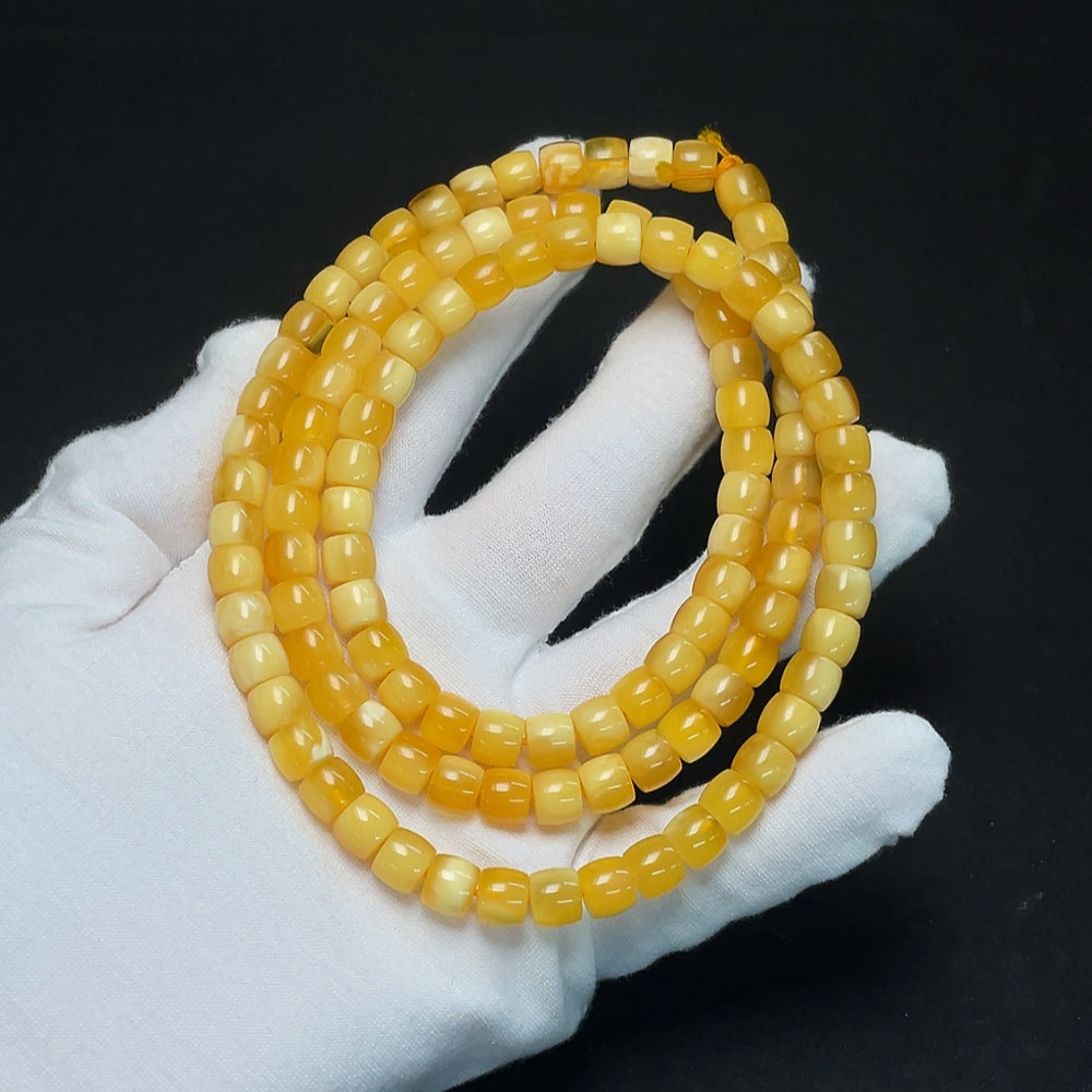 Amber Beeswax Bead Strand