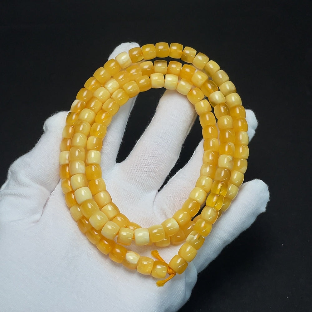 Amber Beeswax Bead Strand