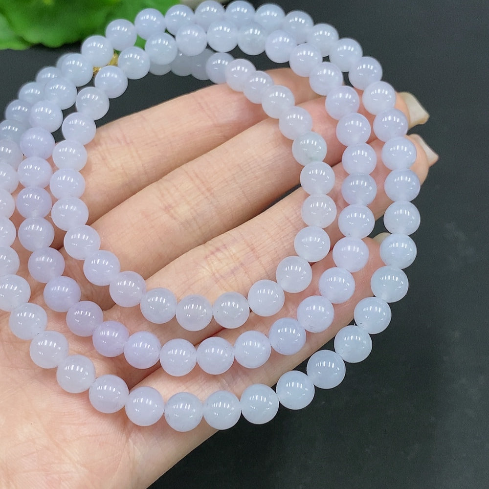 Jadeite Beaded Necklace Approx. 6.4mm Non-Gold Total Weight Approx. 50.6g