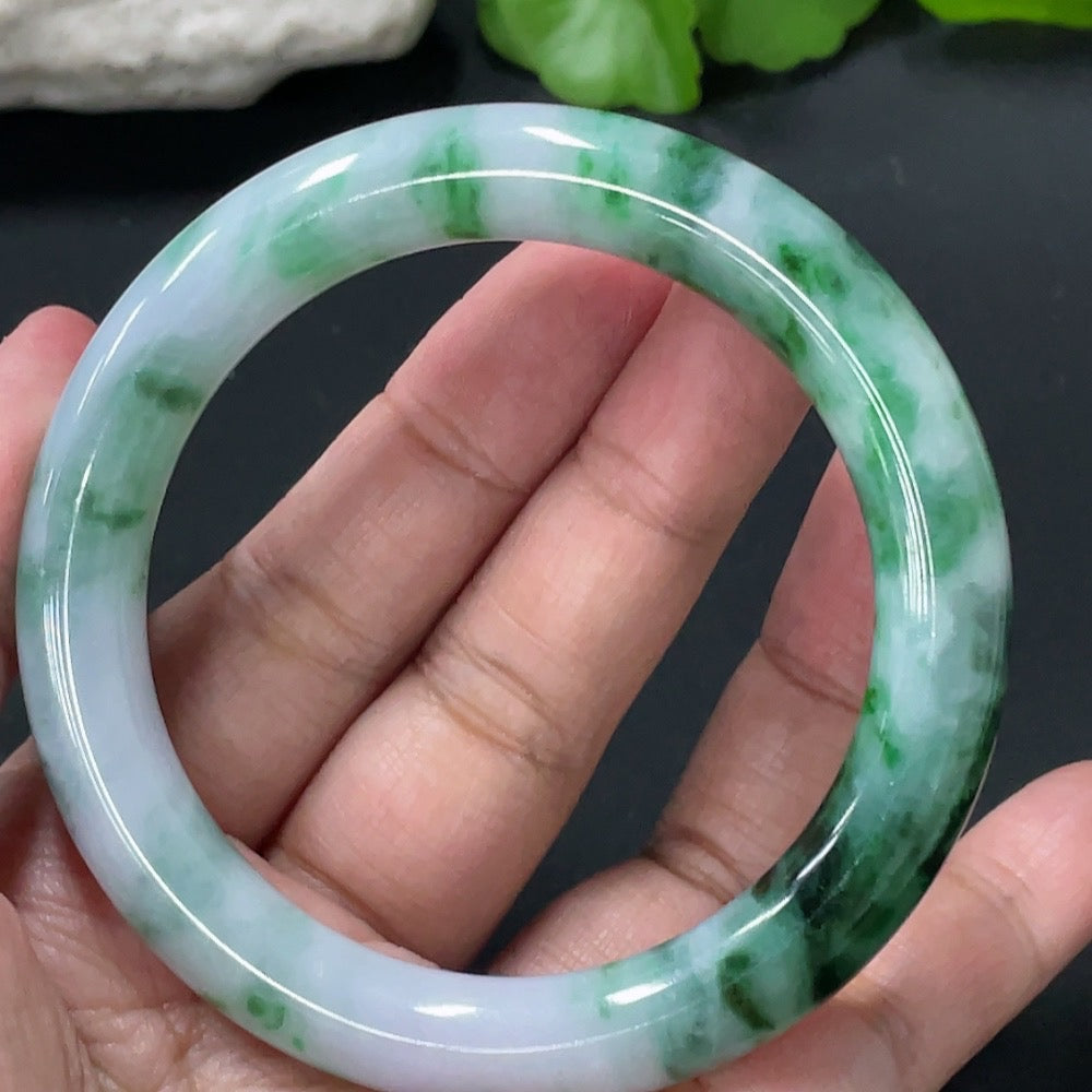 Jadeite Round Bangle Size 53.8 Total Weight Approx.50.58g with Other Mineral Components