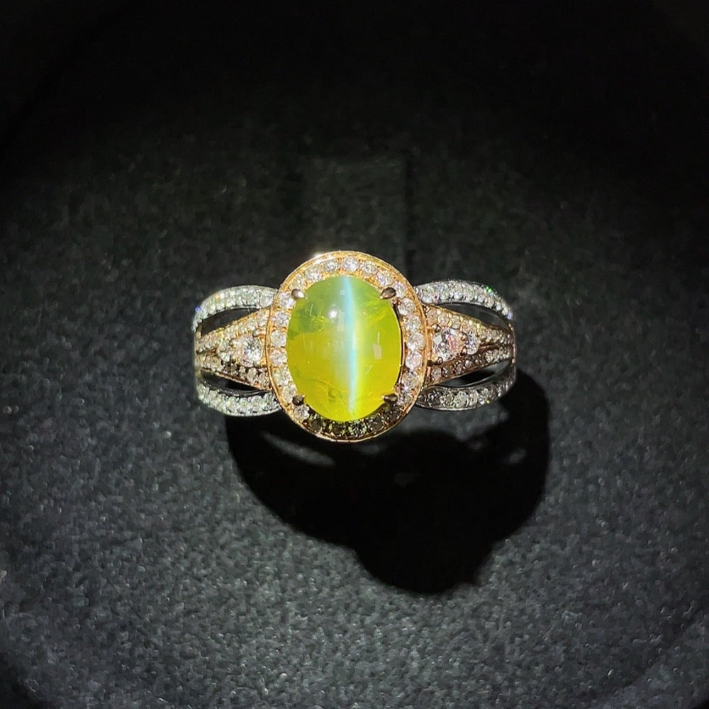 Chrysoberyl Ring, 18K Gold, Accented with Diamonds