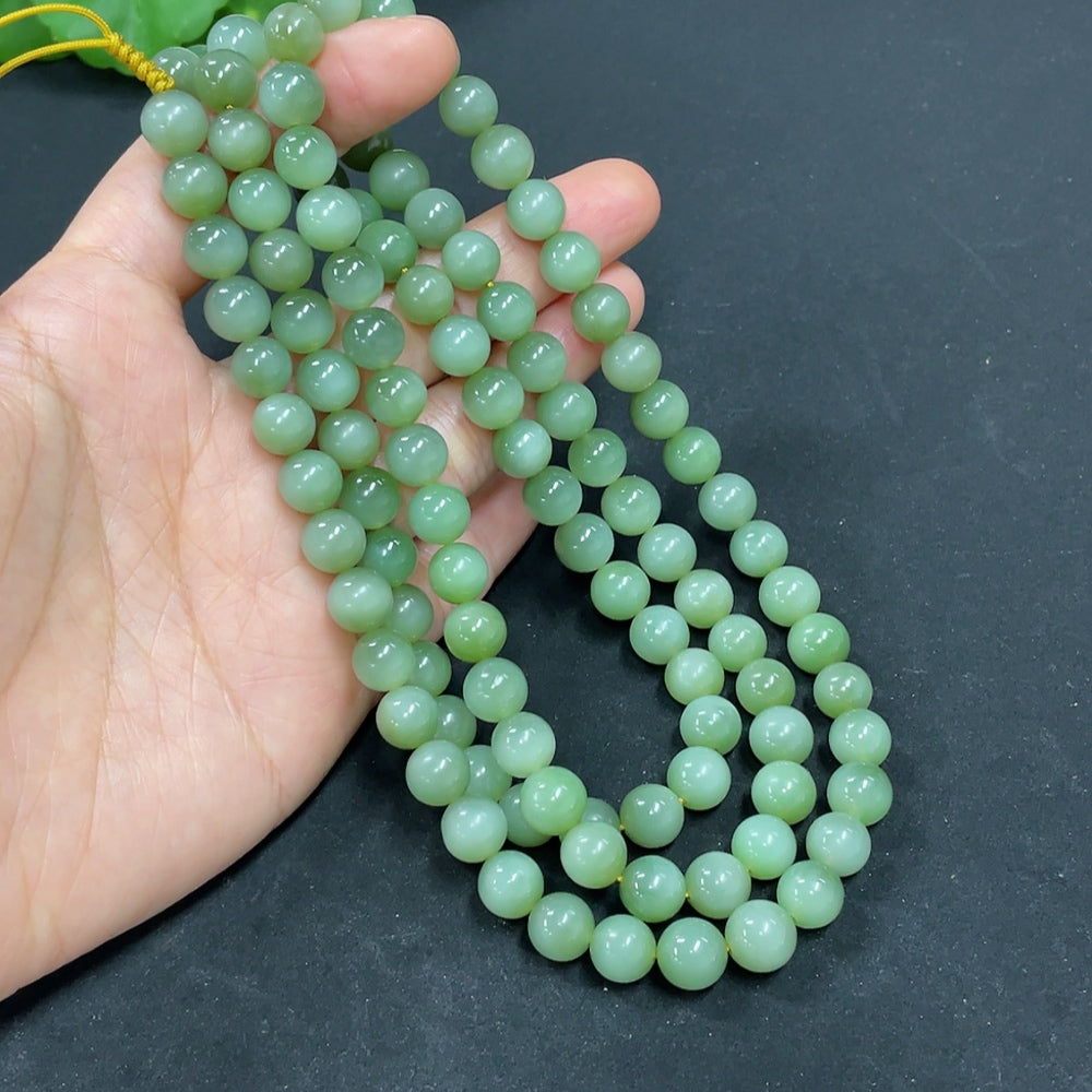 Hetian Jade Jasper Bead Necklace, approx. 7.8mm, total weight approx. 86.6g