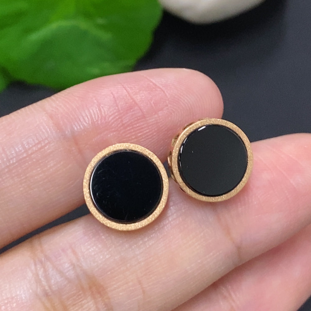 Jadeite Ear Studs 18K Gold Without Ear Backs