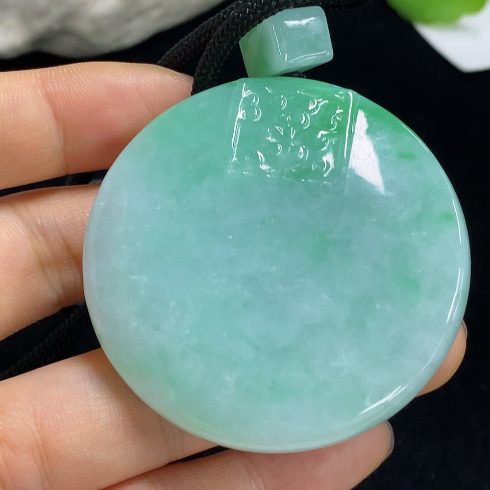 Jadeite Antique Pendant Total Weight Approx. 74.07g (Including Rope Weight)